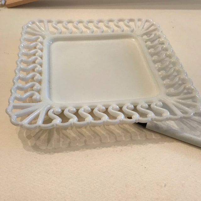 Late 19th Century Antique Atterbury Pressed Milk Glass Plate For Sale - Image 5 of 7