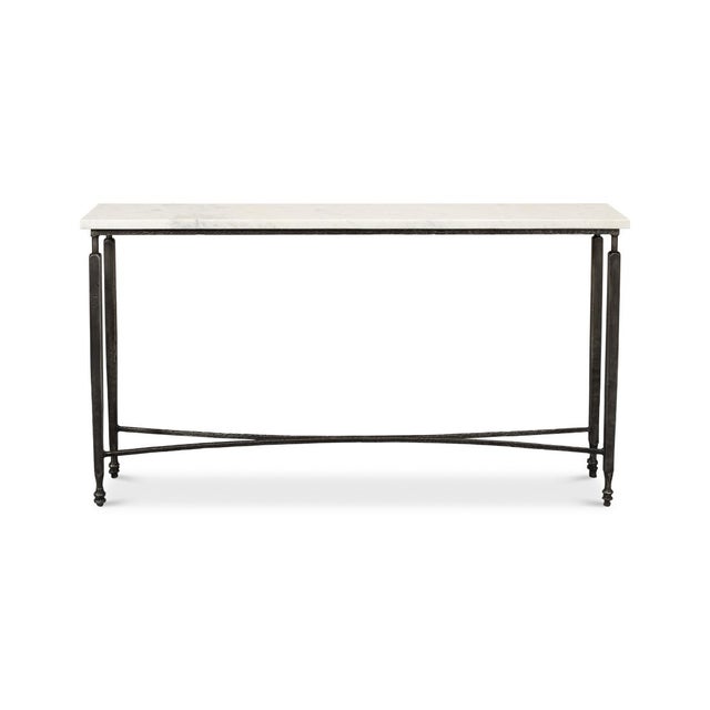 Contemporary Narrow Minimalist Marble Top Console Table For Sale - Image 3 of 11