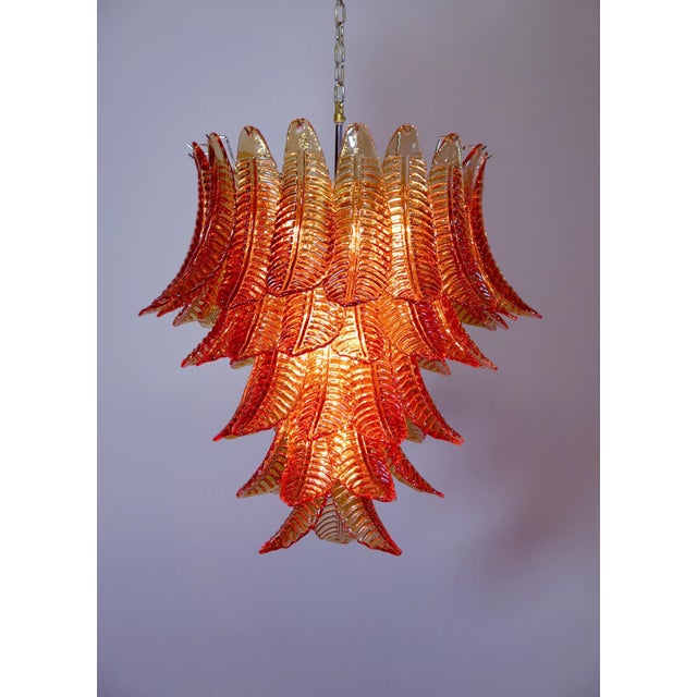 Italian Chandeliers with Leaves in the style of Barovier & Toso, Set of 2 For Sale - Image 15 of 17