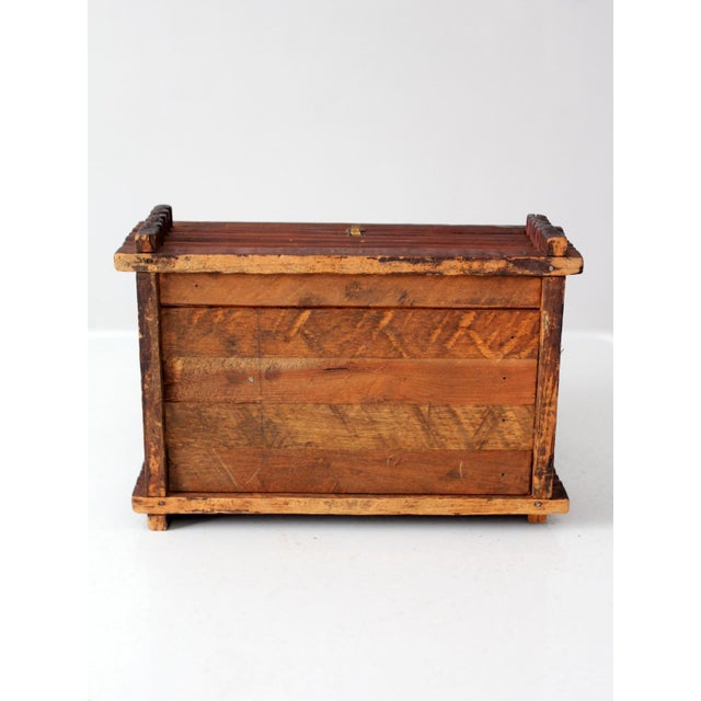 Antique Folk Art Log Cabin Sewing Box For Sale - Image 16 of 17