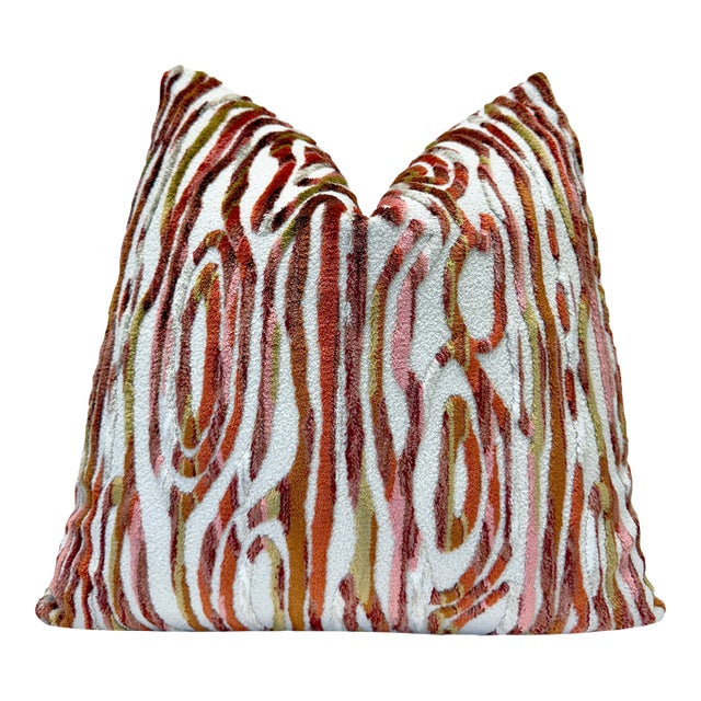 Spice Flow 22x22 Velvet Throw Pillow With Feather Down Insert For Sale