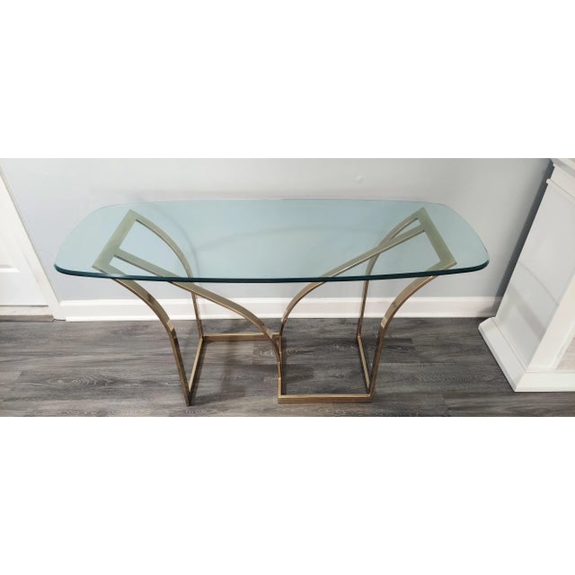 1980s Vintage Metal Base Console Table For Sale - Image 10 of 11