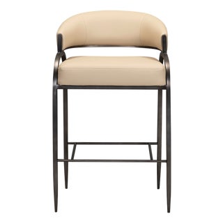 Tatum Taupe Performance Vegan Leather Counter Stool For Sale
