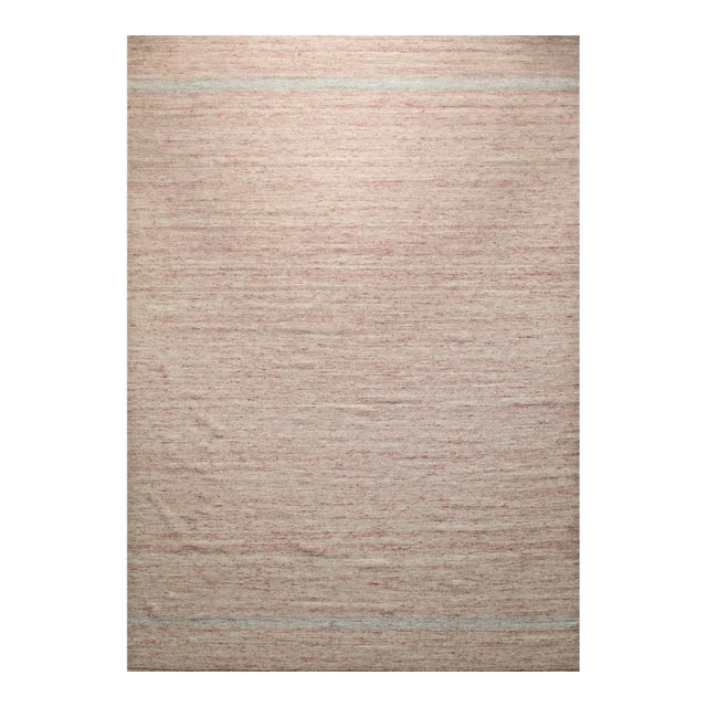 4x6 Rhea Selene Kilim Coral Solid Open Field Modern Flatweave Wool Carpet Rug For Sale