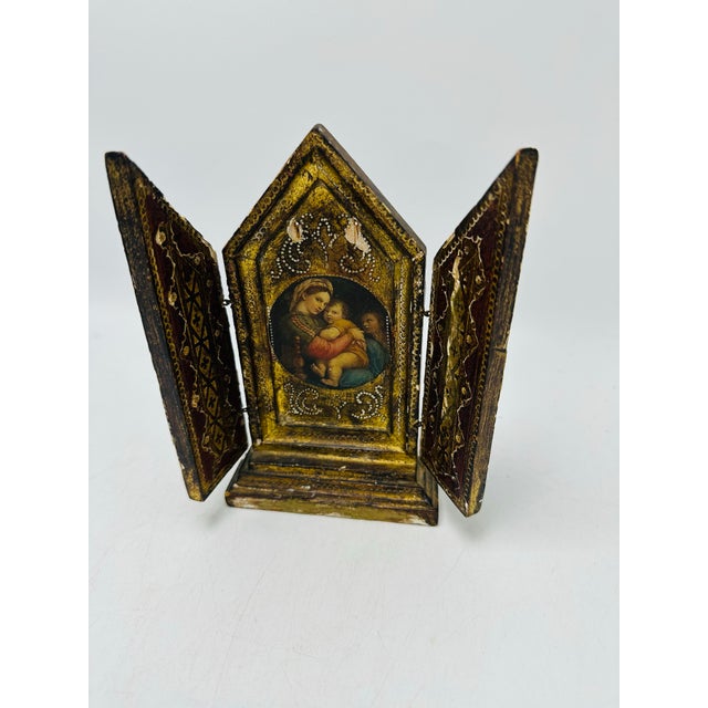 1940s Small Italian Triptych For Sale - Image 5 of 8