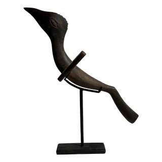 Traditional Indonesian Decorative Wooden Bird on Base For Sale