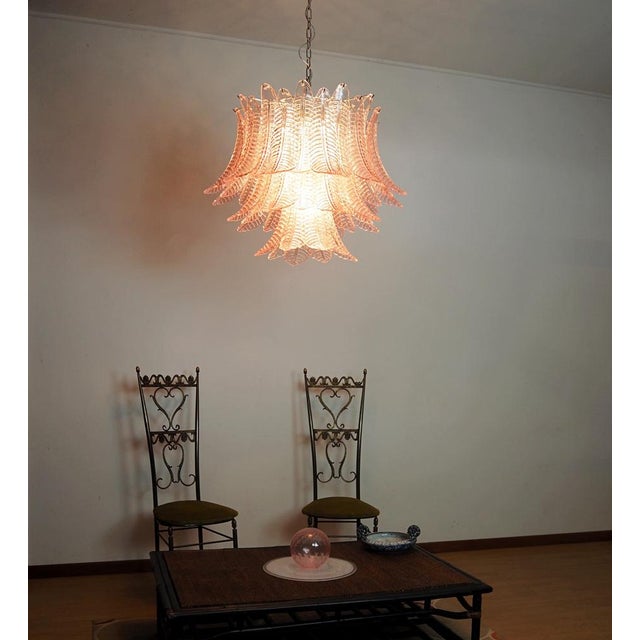 Italian Murano Glass Three-Tier Pink Felci Chandelier, 1990s For Sale - Image 15 of 17