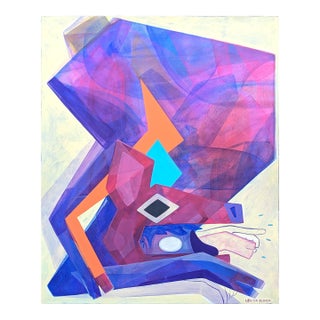 Cecilia Beaven Contemporary Abstract Orange, Purple, and Blue Biomorphic Animal Figure Painting, 21st Century For Sale