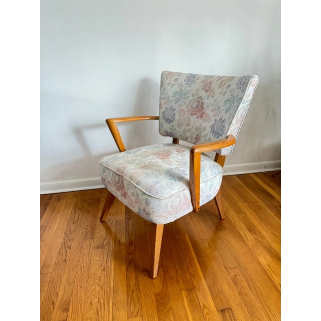 Mid-Century Modern Vintage Mid Century Modern Armchair With Floral Upholstery For Sale - Image 3 of 7