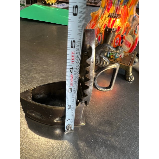 Vintage Miniature Brass Coal Iron With Rooster Accents For Sale - Image 10 of 12