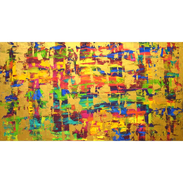 Abstract Expression With Gold.Modern Original Hand Painting. For Sale