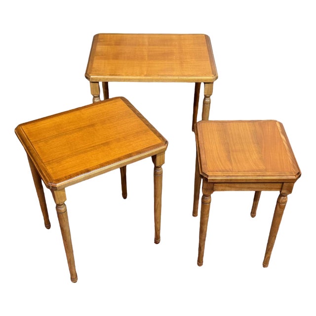 Cherry Wood Nesting Tables, 1960s, Set of 3 For Sale