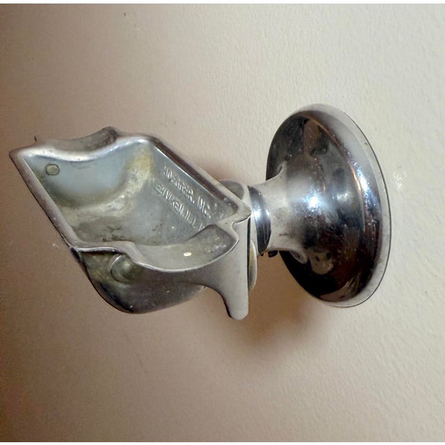 Chrome Rare Vintage Industrial Hoegger Inc. Wall-Mounted Chrome Ashtray Weehawken Nj For Sale - Image 8 of 14