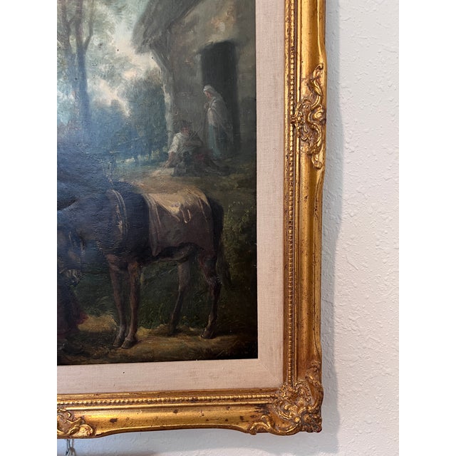 Antique 19 Century Pastoral Genre Original Oil Canvas Painting European School For Sale - Image 4 of 12