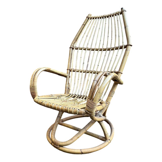 Vintage Bamboo Chair with Circular Base For Sale