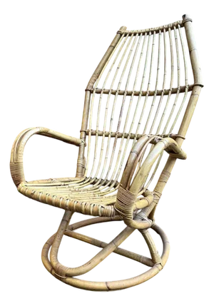 Vintage Bamboo Chair with Circular Base