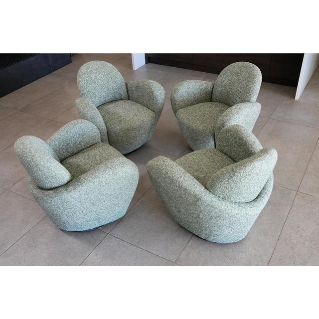 Green Michael Wolk “Miami” Swivel Lounge Chairs — Set of Four, 1998 For Sale - Image 8 of 18