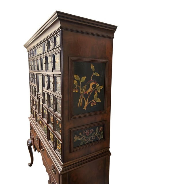 Chinoiserie Late 20th Century Maitland-Smith Hand-Painted Chinoiserie Apothecary Cabinet on Queen Ann Style Stand For Sale - Image 3 of 10