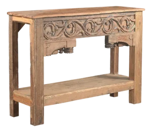 Indian Bleached Teakwood Console Table Constructed From Antique Carvings and Reclaimed Wood