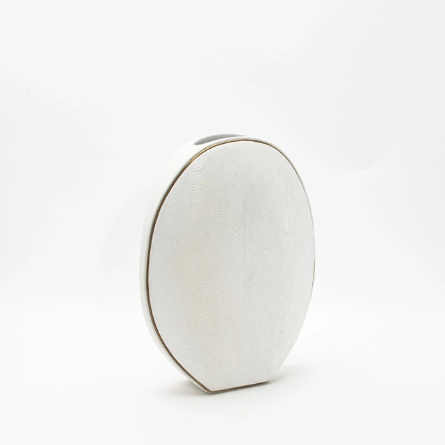 R & Y Augousti Shagreen Vase With Brass Details by R&y Augousti For Sale - Image 4 of 10