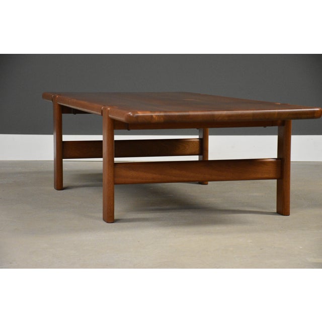 Brown 1970s Refinished Danish Modern Teak 59” Coffee Table by Niels Bach For Sale - Image 8 of 9