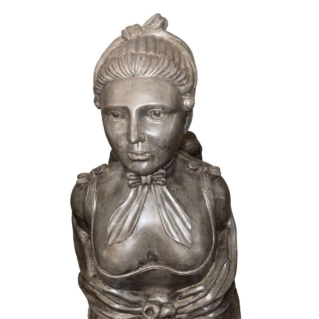 Late 19th Century Pair French Stone Sphinx Figures of Madame De Pompadour For Sale In Los Angeles - Image 6 of 14