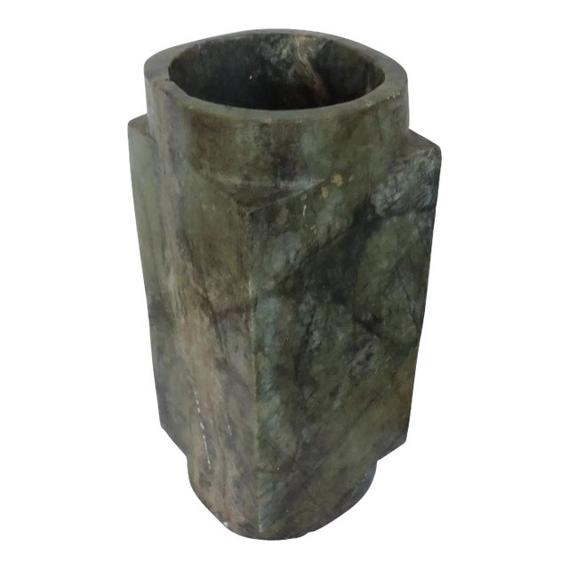 Antique Chinese Carved Stone Cong For Sale