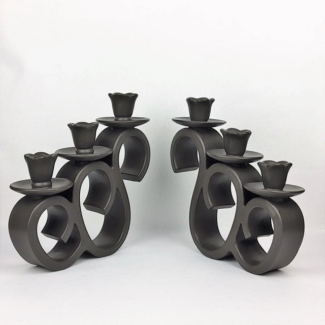 Large French Ceramic Candleholders by Giraud-Vallauris, 1950s, Set of 2 For Sale - Image 6 of 13