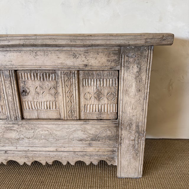 Vintage Reclaimed Fir 3 Door Carved Console For Sale - Image 10 of 18