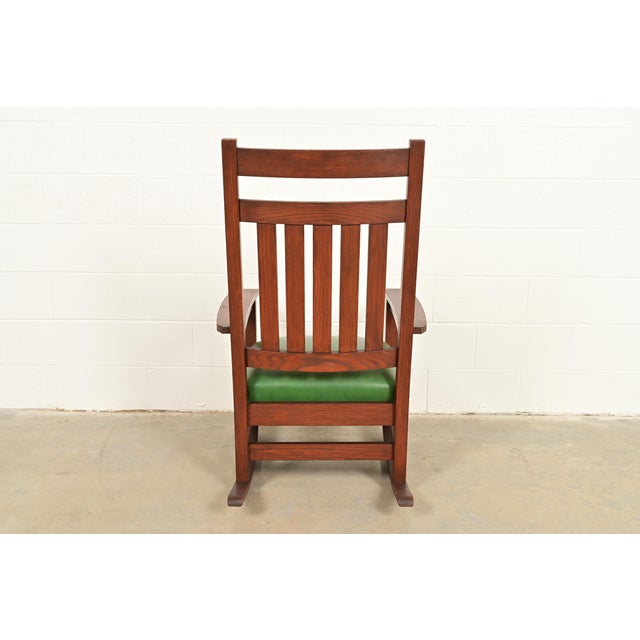 Stickley Brothers Style Antique Mission Oak Arts & Crafts Rocking Chair, Circa 1900 For Sale - Image 11 of 13