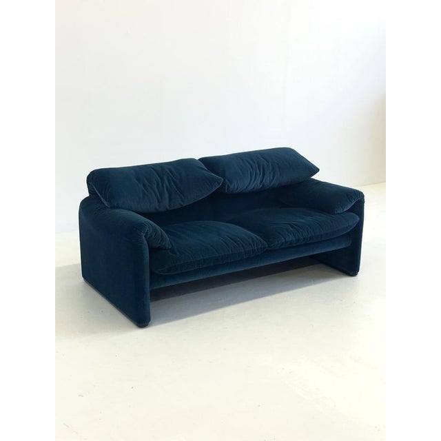 Blue Blue Green Cassina Maralunga Sofa by Vico Magistretti, 1990s For Sale - Image 8 of 13
