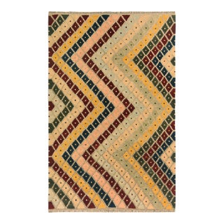 1990s Kilim Gray Gold Wool Rug - 5'6" X 6'6" For Sale