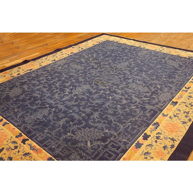 Early 20th Century Impressive Blue & Delicate Tone-on-Tone Allover-Floral Design Antique Chinese Peking Rug For Sale - Image 5 of 10