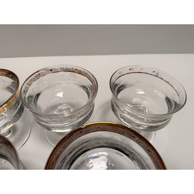 Gold Murano Glass Medici Gold Rim Dessert Bowl Set, 1970s, Set of 6 For Sale - Image 8 of 9