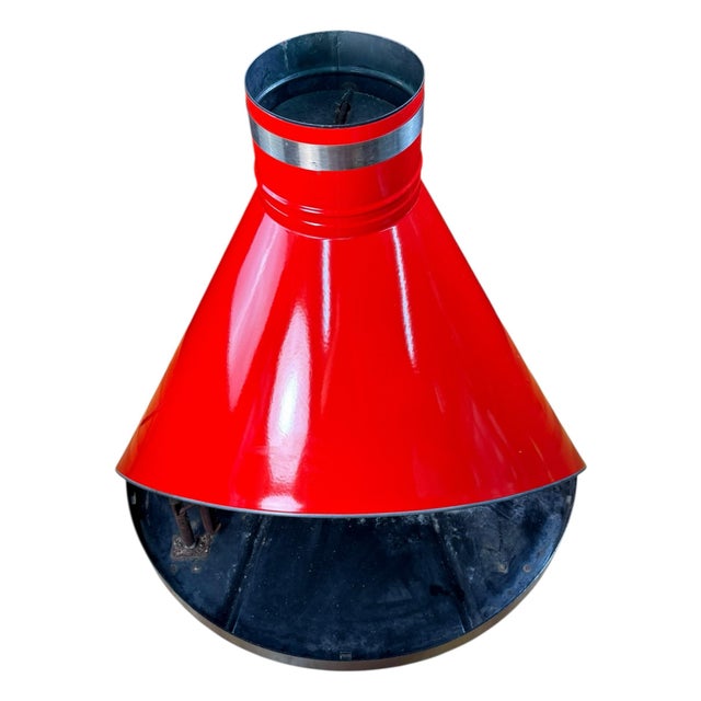 For sale is this vintage Freestanding Red Porcelain Fireplace. The fireplace has very bright red color and is in nice shape