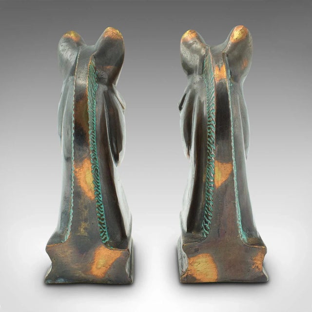 English 1970s Modern Pair of Vintage Horse Bust Bookends, English, Cast Brass, Decorative, Novel Rest For Sale - Image 3 of 11