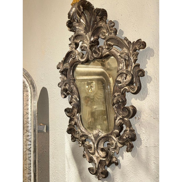 19th Century 19th C. Italian Florentine Silver Leaf Mirror For Sale - Image 5 of 5