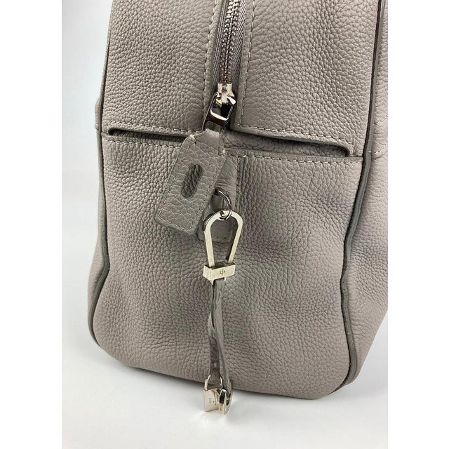 Loro Piana Grey Leather Duffle Tote For Sale - Image 4 of 7