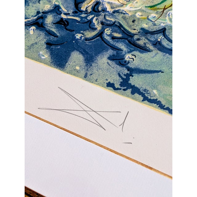 Salvador Dali, Neptune, Original Hand Signed Color Lithograph and Relief on Paper, 1983 For Sale - Image 6 of 12