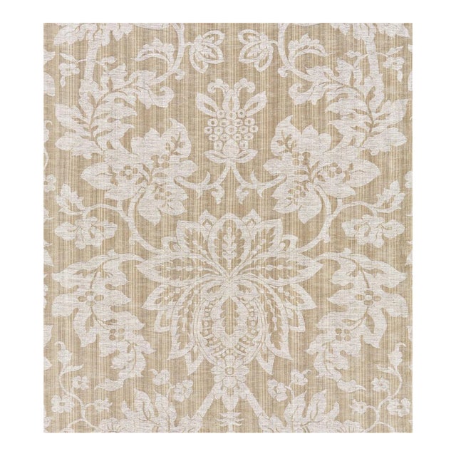 The House of Scalamandré Metalline Damask Fabric, Flax For Sale