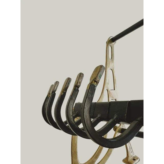 Metal Art Deco Wall Coat and Hat Rack in Brass and Metal, 1980s For Sale - Image 7 of 10
