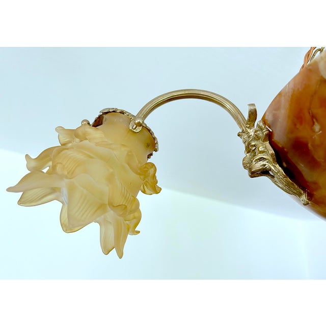 Art Deco Pendant Light in Alabaster Marble and Bronze, 1930s For Sale - Image 16 of 18