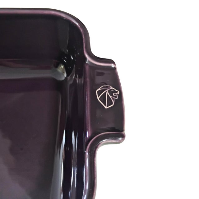 Vintage Peugeot France Ceramic Rectangular Baking Dish in Aubergine - 9.75" For Sale In Tampa - Image 6 of 9