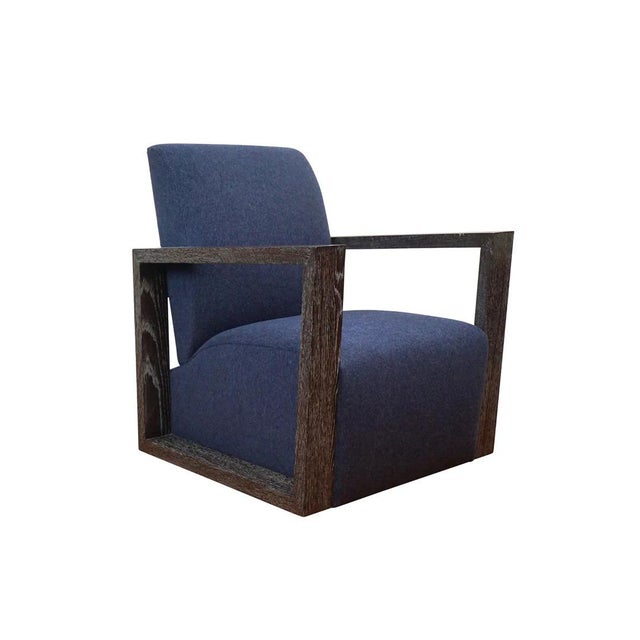 Art Deco style chair shown with cerused oak frame. Frame finishes also available in café latte, cerused oak, espresso...