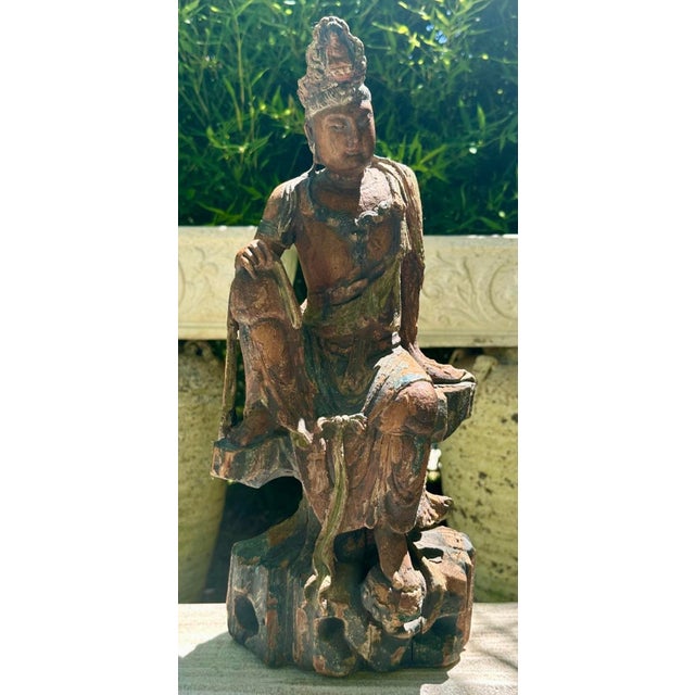 Carved and Painted Wooden Seated Figure of Guanyin — Qing Dynasty, 19th Century or Earlier Provenance: Private Collection,...