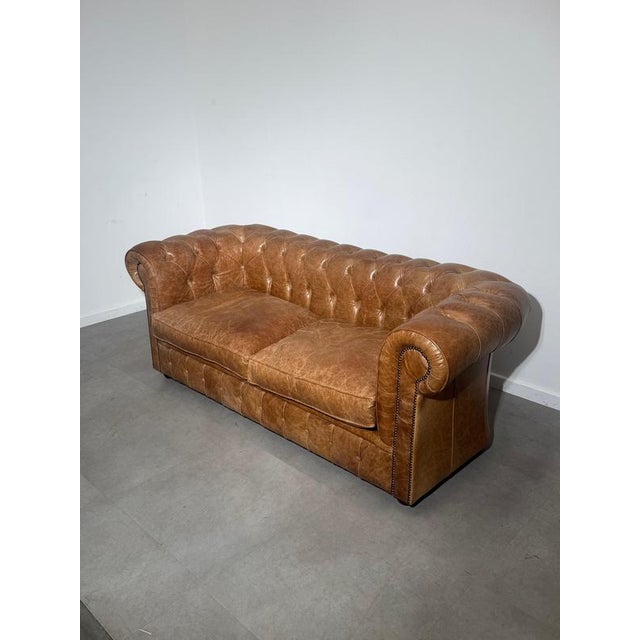 Vintage Chesterfield Sofa in Cognac Leather For Sale - Image 3 of 8