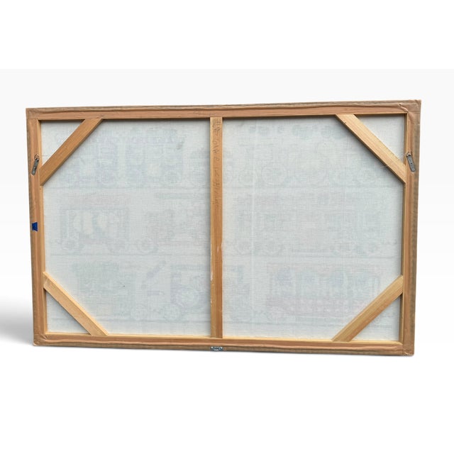 Rare Large Paul Smith "Trains" Needlepoint Wall Art — 65" Wide, Framed & Signed, Perfect for Nursery or Kids Room For Sale - Image 13 of 16
