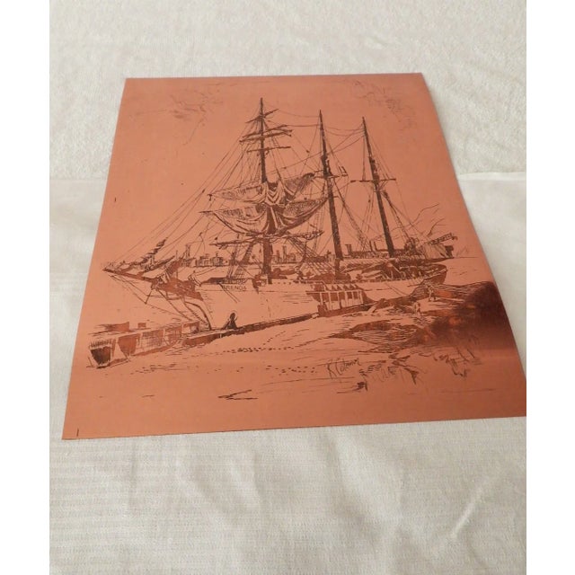 Late 19th Century Brenda Sailing Ship British Maritime Copper Etching Print Plate Artist R. Colerion 1877 For Sale - Image 5 of 10