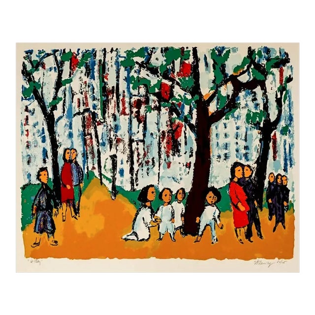1960s Mid Century Frank Kleinholz at Play Serigraph For Sale