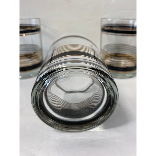 1980s Black and Gold Striped Glasses Set of 4 Chairish